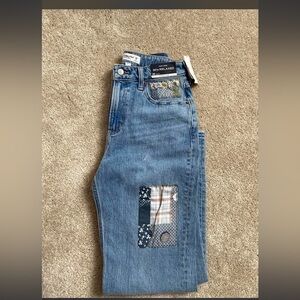 abercrombie Women's Blue Patchwork relaxed straight